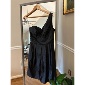 Women's David's Bridal‎ Dress Size 6 Black One Shoulder Party Cocktail